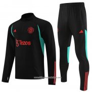Sweatshirt Trainingsanzug Manchester United Kinder 2023/2024 Schwarz