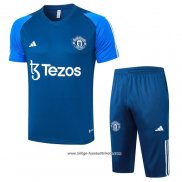 Trainingsanzug Manchester United Kurzarm 2023/2024 Blau - Pantalon Corto
