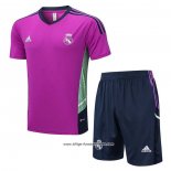 Trainingsanzug Real Madrid Kurzarm 2022-2023 Purpura - Pantalon Corto